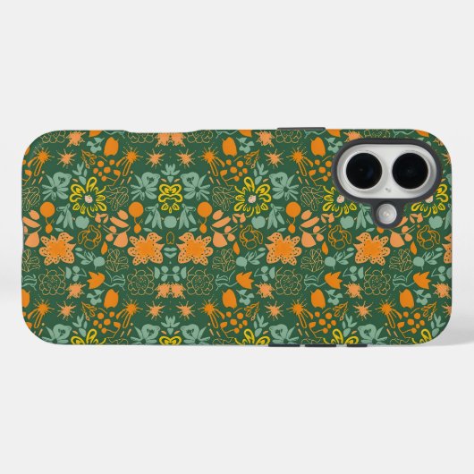 Floral pattern on a dark green background  Case-Mate iPhoneケース (裏面 (横))