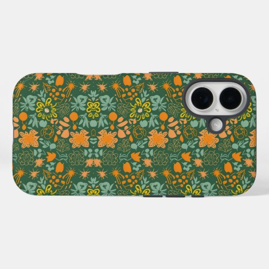 Floral pattern on a dark green background  Case-Mate iPhoneケース (裏面 (横))