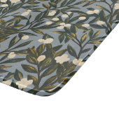 Floral pattern on  dusty blue-gray background カッティングボード (角)