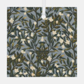 Floral pattern on  dusty blue-gray background ガラスオーナメント (裏面)