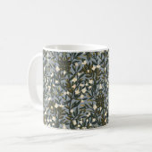 Floral pattern on  dusty blue-gray background コーヒーマグカップ (正面左)