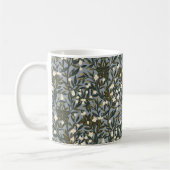 Floral pattern on  dusty blue-gray background コーヒーマグカップ (左)