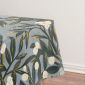Floral pattern on  dusty blue-gray background テーブルクロス (インサイチュ)