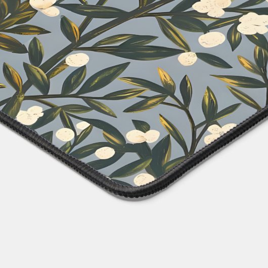 Floral pattern on  dusty blue-gray background デスクマット (コーナー)