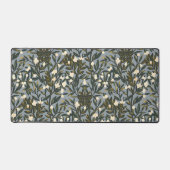 Floral pattern on  dusty blue-gray background デスクマット (正面)