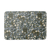 Floral pattern on  dusty blue-gray background バスマット (正面)