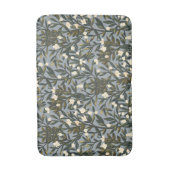 Floral pattern on  dusty blue-gray background バスマット (正面縦)