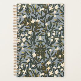 Floral pattern on  dusty blue-gray background プランナー手帳
