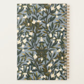 Floral pattern on  dusty blue-gray background プランナー手帳 (裏面)