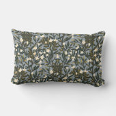 Floral pattern on  dusty blue-gray background ランバークッション (裏面)