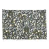 Floral pattern on  dusty blue-gray background 枕カバー (裏面-右)