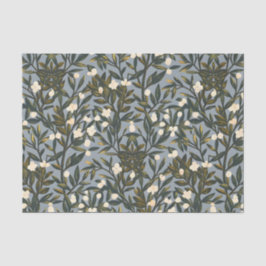 Floral pattern on  dusty blue-gray background 薄葉紙