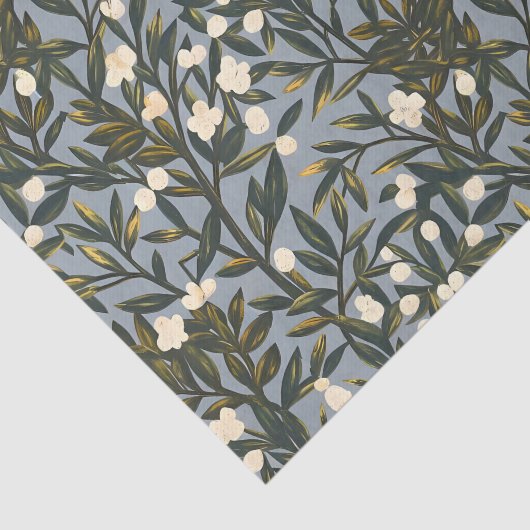 Floral pattern on  dusty blue-gray background 薄葉紙 (詳細)
