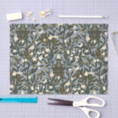 Floral pattern on  dusty blue-gray background 薄葉紙 (クラフト)