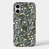 Floral pattern on  dusty blue-gray background Case-Mate iPhoneケース (裏面)