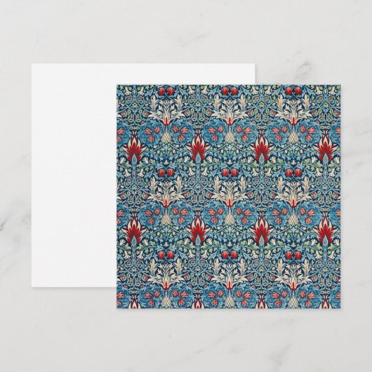 Floral pattern on green leaves blue background サンキューカード (正面/裏面)