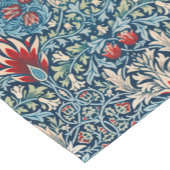 Floral pattern on green leaves blue background ショートテーブルランナー (コーナー)