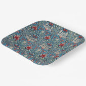 Floral pattern on green leaves blue background ペーパープレート (傾斜あり)