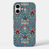 Floral pattern on green leaves blue background Case-Mate iPhoneケース (裏面)
