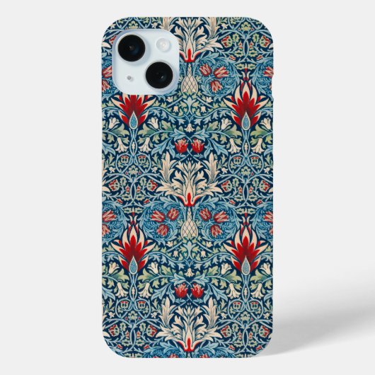 Floral pattern on green leaves blue background Case-Mate iPhoneケース (裏面)