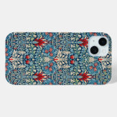 Floral pattern on green leaves blue background Case-Mate iPhoneケース (裏面 (横))