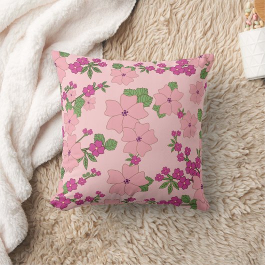 Floral pattern, pastel violet and purple, クッション (ブランケット)