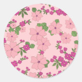 Floral pattern, pastel violet and purple, ラウンドシール (正面)