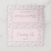 Floral Pattern Pink Folded Place Card プレイスカード (外部開封)