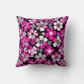 Floral Pattern Pink Grey White Black Cushion クッション (裏面)