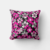 Floral Pattern Pink Grey White Black Cushion クッション (正面)