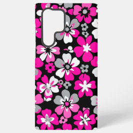 Floral Pattern Pink Grey White Black  Samsung Galaxy S22 Ultraケース