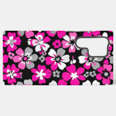 Floral Pattern Pink Grey White Black  Samsung Galaxyケース (裏面横)
