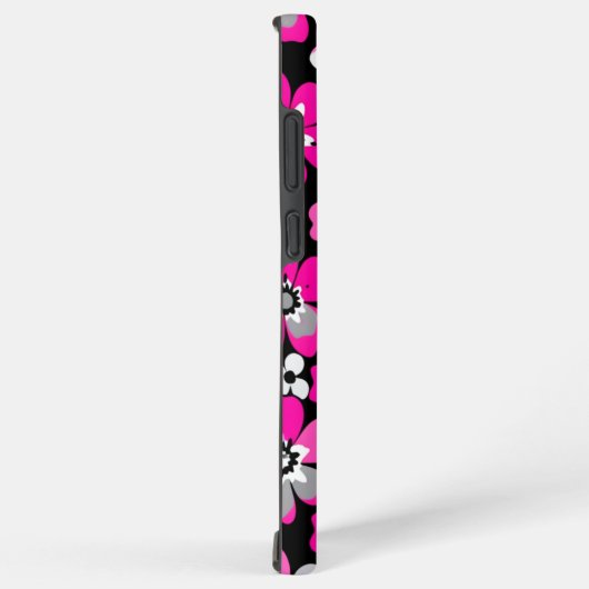 Floral Pattern Pink Grey White Black  Samsung Galaxyケース (右側面)