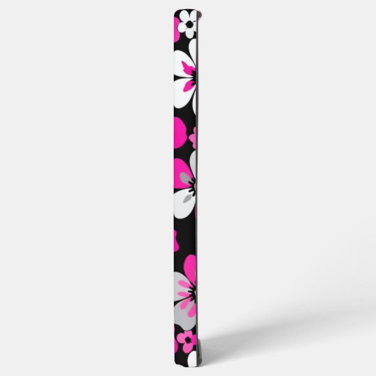 Floral Pattern Pink Grey White Black Samsung Galaxyケース (左側面)