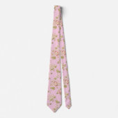 Floral pattern pretty pink retro flowers ネクタイ (正面)