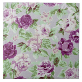 Floral Pattern Purple Flowers Green Foliage タイル