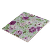 Floral Pattern Purple Flowers Green Foliage タイル (側面)