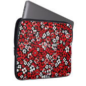 Floral pattern red and white ラップトップスリーブ (正面右)