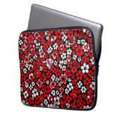 Floral pattern red and white ラップトップスリーブ (正面左)