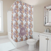 Floral Pattern Sapphic Lesbian Flag Monogram  シャワーカーテン (インサイチュ)