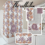 Floral Pattern Sapphic Lesbian Flag Monogram  シャワーカーテン