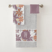 Floral Pattern Sapphic Lesbian Flag Monogram   バスタオルセット (インサイチュ)