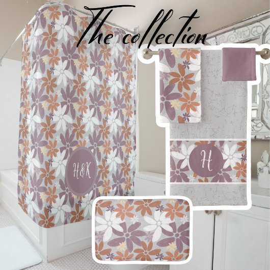 Floral Pattern Sapphic Lesbian Flag Monogram   バスタオルセット