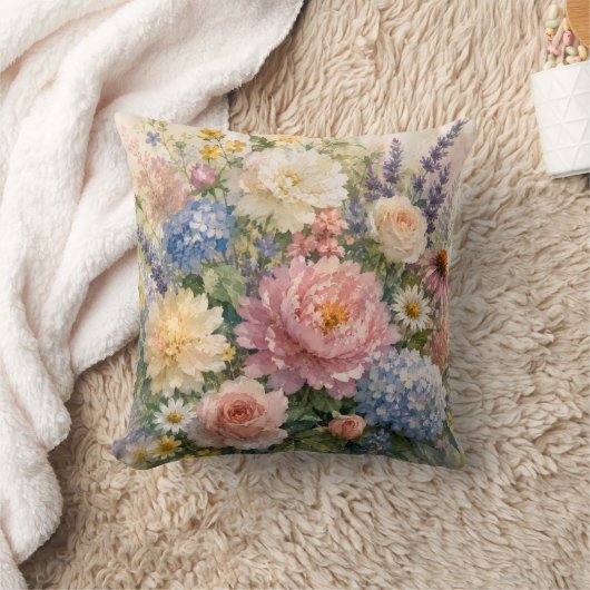Floral Pattern Throw Pillow Cover クッション (ブランケット)
