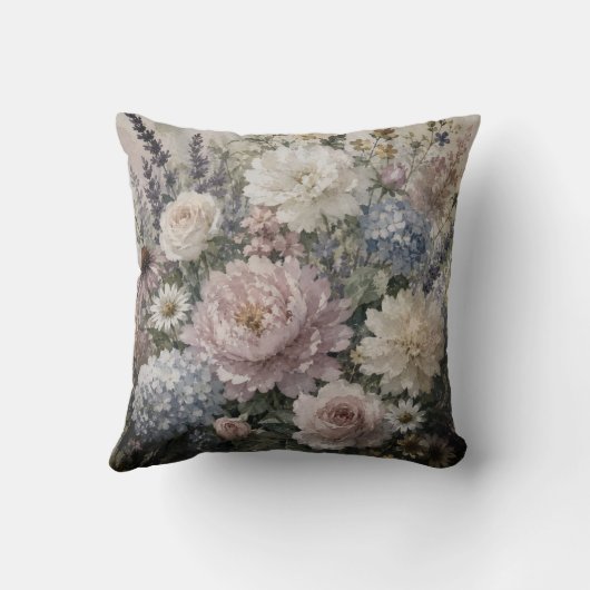 Floral Pattern Throw Pillow Cover クッション (裏面)