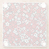 Floral Pattern White and Red Coaster ガラスコースター (裏面)