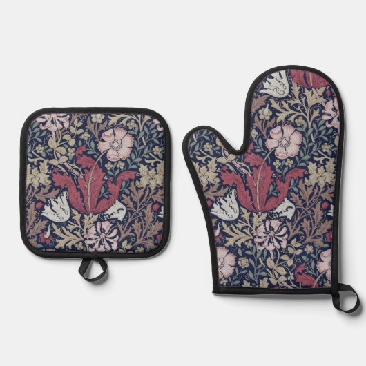 Floral Pattern, William Morris 鍋つかみ&鍋敷きセット (正面)
