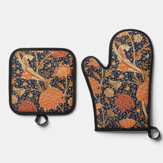 Floral Pattern, William Morris 鍋つかみ&鍋敷きセット (正面)