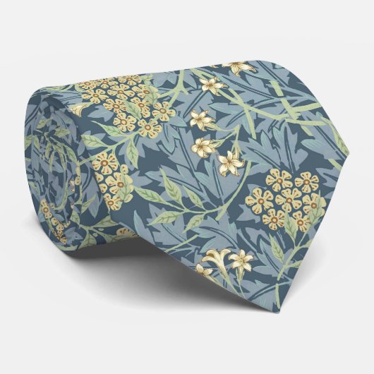 Floral pattern William Morris inspired blue flower ネクタイ (ロール)