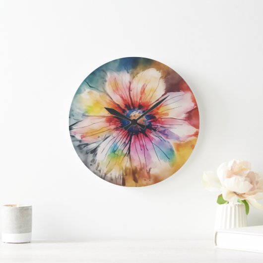 Floral Pattern with a Hint of Romance ラージ壁時計 (ホーム)